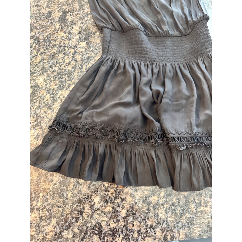 Ramy Brook Marbelis Dress Black Smocked Waist Flutter Sleeve Mini R11243003 S - Picture 4 of 11